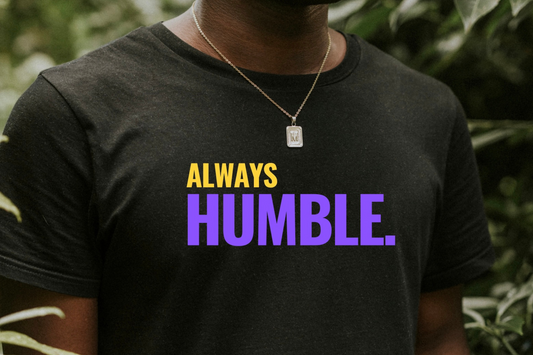 Always Humble tee- purple and gold